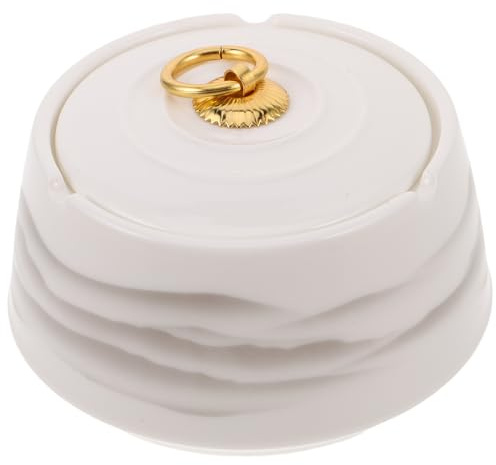 LOORGVEL Cenicero de Cerámica con Tapa Resistente al Viento Tamaño Mediano para Escritorio y Mesa de Té en Interiores y Exteriores Cenicero Portátil y Decorativo para Oficina y