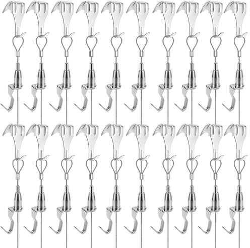 Adjustable Picture Hanging Wire Kit Picture Rail Hanging System Sturdy Gallery Display Rail Rope with Hooks for Exhibition Art Gallery Frames Display (3.28 FT, 1 Hook, 20)