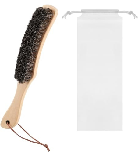Cowboy Hat Brush Horsehair Brushes for Cleaning Felt Hat Brush Lint Brushes Remove Dust and Hair for Suede Wool Coats Suits Clothes Shoes Furniture Wood Handle with Storage Bag