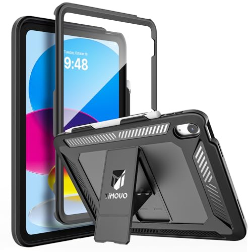 TiMOVO Cover Custodia per iPad A16 11/10 Gen 10,9, Nero | Protezione Schermo, Cover Antiurto Rugged, Supporto e Portapenne