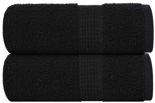 Ziaphsol Frog Lot de 2 gants de toilette - Noir - 30 x 30 cm - 360 g/m² - En coton éponge filé à l'anneau - Pour sécher - Serviette de douche - Serviette de sauna - Facile d'entretien