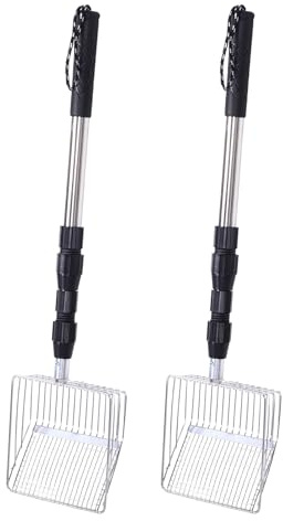 Depisuta Tamis à Coquillages de Plage, Pelle à Sable avec Tamis en Métal et Sac en Filet Extensible pour Collecter des Coquillages, du Verre de Mer et des Trésors, Outils de (2 pelles + 2 Sacs