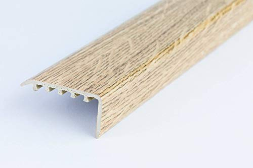 UPVC Stair Nosing 45x22 for Wooden Laminate Stairs edge protection KP-4522 TMW Profiles (Natural Oak)