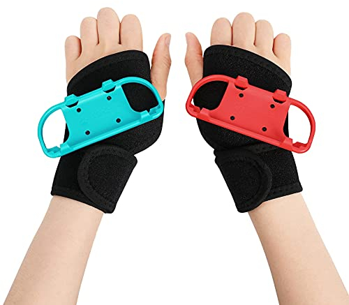 Armband for Nintendo Switch Joy-con Controller, Griffe Kompatibel mit Just Dance 2025 2024 2023 2022 2021 2020, 2-Teiliges Verstellbares, Klebriges Armband, Passend for Erwachsene (Rot und Blau)
