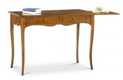 Mar.c.a. Design - Scrittoio Vintage con 2 Cassetti in Legno di Pioppo Color Noce Scuro Shabby Chic, Mobile Arte Povera Made in Italy - Misura 105x55x78h