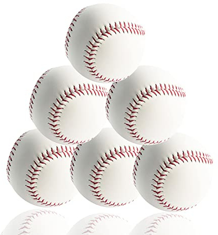GKK Baseball 6 Ball Pack Practice Training Baseballs for Youth Adult 9 Inch Baseballs for Pitching Throwing Unmarked Autographs Baseball(Hard)