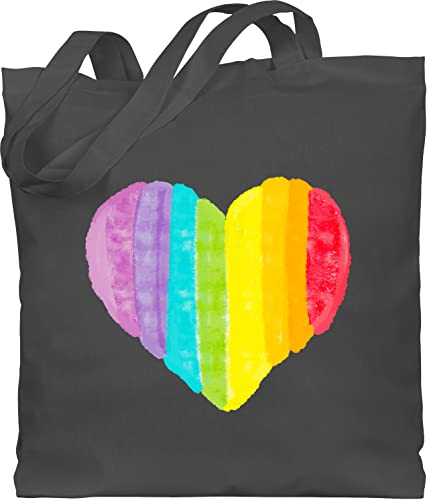 Shirtracer - Baumwolltasche - LGBTQ Kleidung Pride Flag - Regenbogen Herz