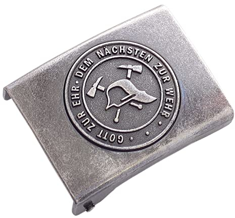 GravurManufakturBerlin Feuerwehr Gott zur Ehr Dem Nächsten Zur Wehr Koppelschloss für 4,5 cm breite Koppelgürtel Retten Löschen Bergen Schützen (Vintage)