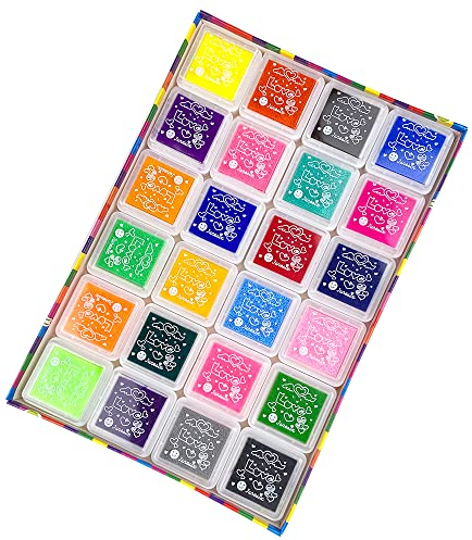 Gvolatee Stempelkissen Set,24 Farben Stempelkissen fingerabdrücke Ungiftig Abwaschbar Stamp Pad für Papier Handwerk Stoff Malerei DIY Geburtstag Geschenk (24 Farben)