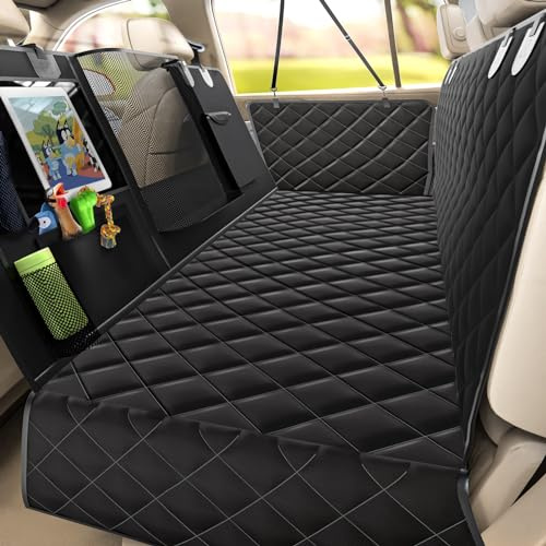 Gimars 6-in-1 Verdickt Hundedecke Auto Rückbank mit Seitenschutz und Sichtfenster, 100% wasserdichter Hundesitzbezug mit Kickmat, Für alle Fahrzeugtypen geeigneter Hundesitzbezug