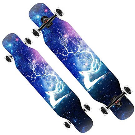 Longboard Jungen Premium Longboards für Mädchen, Pro Skateboard für Cruising Freestyle Downhill Dance 42 Zoll Longboard Skateboard für Erwachsene Anfänger Mädchen Jungen (Color : A with LED)
