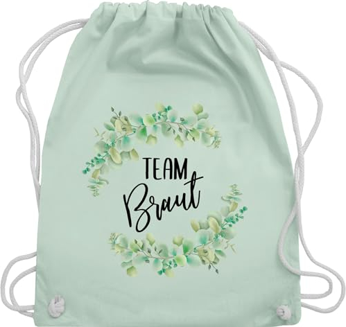 Turnbeutel Rucksack - JGA Junggesellenabschied Frauen - Team Braut Eukalyptus - Unisize - Pastell Grün - beutel brauttaschen bachelorette party turnsackerl junggesellinnenabschied outfit