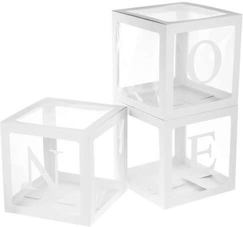 Amosfun 1ensemble Boîte à Ballons pour Anniversaire Décoration De Fête Boîtes Blanches Lettre One sans Ballons