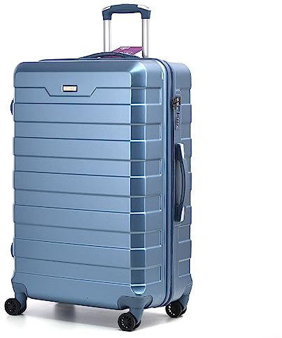 CMY Suitcase Medium Size Hard Shell Lightweight 4 Dual Spinner Wheels Trolley Luggage Suitcase Medium 24 Hold Check in Luggage TSA Combination Lock (Ice Blue)