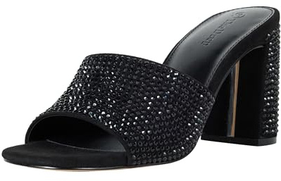 The Drop Sandalias para Mujer, Pattie Destalonadas con Tacón de Bloque, Diamante de Imitación Negro, 38 EU