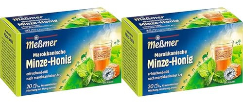 Meßmer Ländertee | Marokkanische Minze-Honig Tee | 20 Teebeutel | Glutenfrei | Laktosefrei (Packung mit 2)