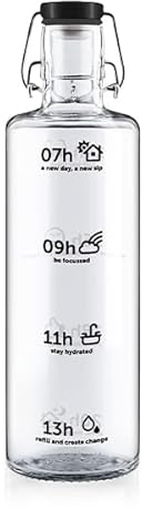 soulbottles 1.0 L Stay Hydrated Glass Drinking Bottle Vegan, Plastic-Free, Sustainable