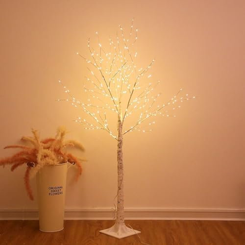 Lámpara de ramita de abedul 60 cm/120 cm/150 cm/180 cm Árbol de ramita de abedul con luces LED de color blanco cálido Control remoto y 8 modos de iluminación adecuados for interiores o exteriores ( Si