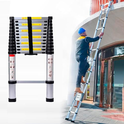 Neo Extendable Portable Foldable Telescopic Ladder Multi-Purpose Aluminium Telescoping Ladder Sturdy Loft Ladder with EN131 Certificate (3.2M)