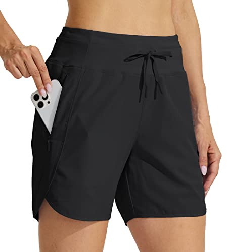 WILLIT Damen Shorts Sporthose Kurz Laufhose Sommer Laufshorts Wanderhose Schnelltrockene High Waisted Fitness Sport Running Reißverschlusstasche 5