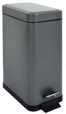 SVITA STM10 - Pattumiera a pedale, 10 l, con coperchio interno Softclose, pedale indipendente, rettangolare, grigio