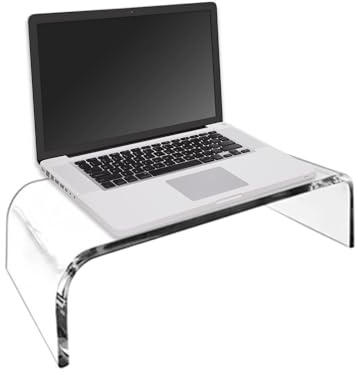 Computer Monitor Stand, Clear Acrylic Laptop Stand, Clear Desktop Computer Riser, Sturdy Acrylic Desk Support, Computer Desk Organizer Shelf, for Keyboard and Mouse Storage