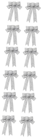 Cabilock 12 STK Weihnachtsbaum Bowknot Urlaubsbogen Sackleinen- -Baumspitze seidenband bändchen Christbaumschmuck Weihnachtsbaumschleifen Weihnachtsschleife Weihnachts-Bowknot-Ornament