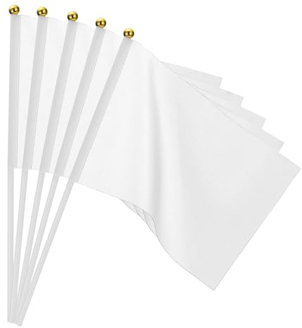 PATIKIL 20 Stück Weiße Flagge Spiel Solide Weiße Fahnen Kleine Mini-Fahnen auf Stab, Partydekorationen für Spiel, Geburtstag, Karneval