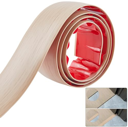GORGECRAFT Floor Cover Strips Transition Strip Self Adhesive Flooring Transitions Vinyl Door Bar Edge Trim Laminate Flat Divider Strip for Room Kitchen Gaps Carpet Threshold Floor Tiles Navajo White