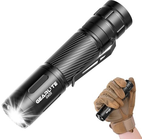 GEARLITE LED Taschenlampe Aufladbar, Superhelle Zoombare 2000 Lum Mini Torch mit 3 Lichtmodi & Langer Betriebsdauer, IP65 Taktische Wasserdichte Handlampe für Camping Wandern Angeln Outdoor, Notfäll