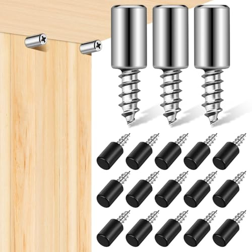 jojofuny 20 Sets Shelf Support Pegs Self-Tapping Screws Cabinet Laminate Support with Anti-Slip Sleeve, Metal Shelf Pegs for Kitchen Cabinet Bookcase Closet