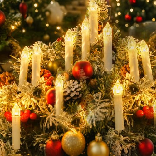 Jsdoin Fairy Lights, 8M Candle String Light with Battery+USB Powered LED, Christmas Tree Lights Waterproof Whit Timer and Clips for Indoor Outdoor Holiday Party