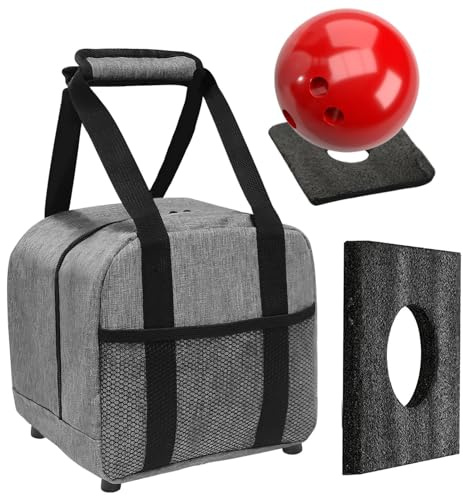 Birtern Bowlingball-Tasche, 1 Ball, einzelne Bowlingball-Tasche, Bowling-Tragetasche aus Oxford-Stoff, Tragetasche mit gepolsterten Halterungen, Einzel-Bowlingball und kleinem Zubehör