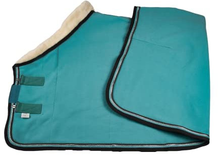 Wagner Fleece Abschwitzdecke mit Fellkragen (Türkis, 145)