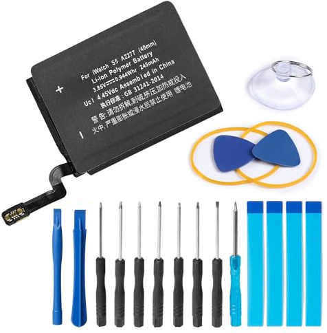 Batterie A2277 pour Apple iWatch Series 5 S5 SE 40 mm A2092 A2094 3,85 V 245 mAh | Compatible avec GPS + CellularA2156 A2351 A2353 A2355, Li-ion Li-Polymer, kit d'outils de réparation, rechargeable