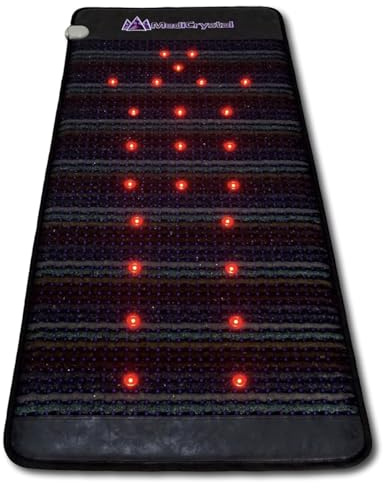 MediCrystal Infrarot-Wärme-Edelsteinmatte - Mittelgroß 180cm x 80cm - 7 natürliche Kristalle - einstellbares 30-70°C FIR Heizkissen - 3-in-1 Photon Rot NIR & MIR Lichter (Pro)