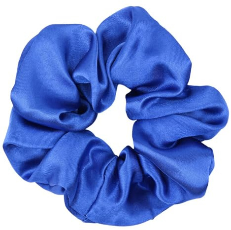 4 Stück Damen Satin Haargummi,Seiden Haarband Weich Elastisch Hair Scrunchies Stoff Haargummis Haarbänder Pferdeschwanz-Halter Haarschmuck für Frauen Feine und Dicke Haare,Königsblau
