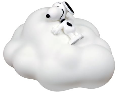 Snoopy Cloud Night Light, USB-C, producto oficial | Blue Sky Studios, lámpara táctil de 3 niveles de brillo, cuerpo de vinilo suave, brillo ambiental, inalámbrica