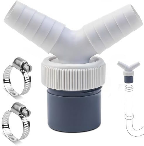 Adaptateur de vidange double Y pour lave-vaisselle et machine à laver avec sortie - Adaptateur de vidange pour lave-vaisselle - Pour tuyau de 40 mm de diamètre et entrée de 18-24 mm de diamètre