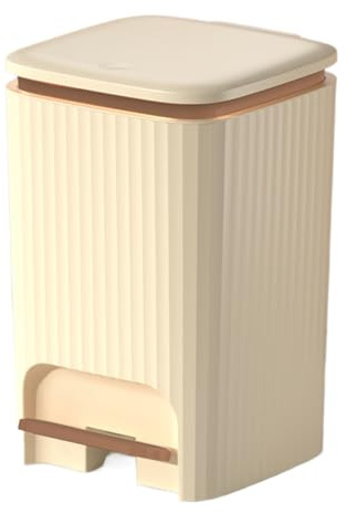 Poubelle De Salle De Bain Avec Couvercle | Bac à Ordures avec Ouverture par Pression et Pédale au Pied | Poubelle 15 L Silencieuse pour Buanderie Bureau Salle de Bain Dortoir Séjour Camping-Car Chambr