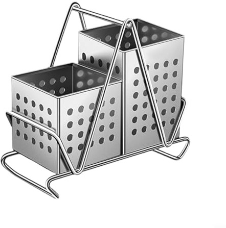 Besshepplo Cutlery Holder Drainer Kitchen Utensil Rack Stainless Steel Cutlery Holder with Draining Holes for Forks Spoons Organization Kitchen Storage(Cutlery Holder)