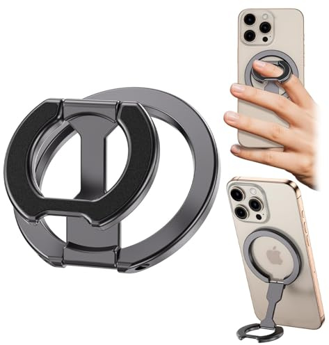 ALAFLY Magnetic Ring Holder for MagSafe Dual-Sided, Removable Phone Finger Grip Holder Adjustable Kickstand for iPhone 17/16/15/14/13 Series, Magnet Phone Stand Grip Compatible with Magnetic Car Mount