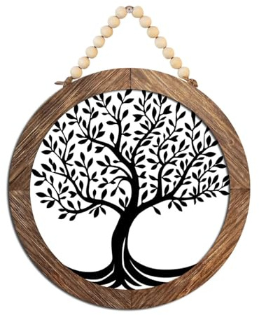 Wansiman DéCoration Murale Arbre GéNéAlogique Noir,Arbre Decoration Murale Salon,DéCoration Murale Ronde MéTal Forme d'arbre,Conception Creuse,pour Offrir en Cadeau