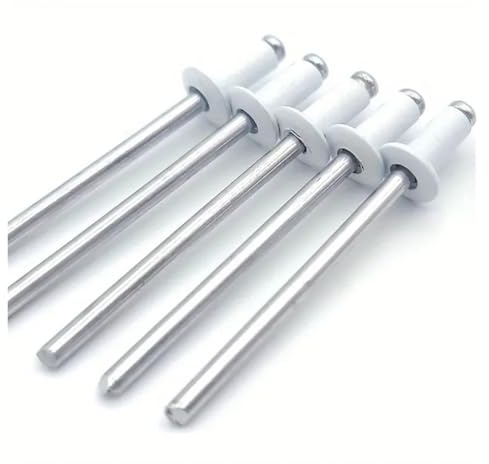 50 Stück weiß lackierte Blindnieten, Rundkopf-Hohlnieten, Aluminium-Stahl, Heimdekorationsnieten, Industrieverschluss, Durchmesser 1/8 Zoll lingli(3.2-9.5mm)