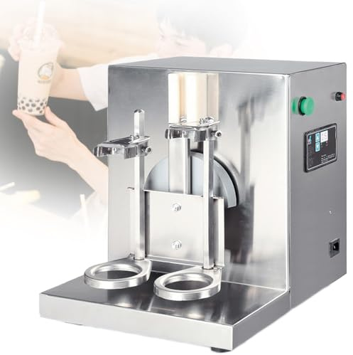 Automatische Doppelkopf-Shaker-Maschine, elektrischer Mixer mit verstellbarem Getränkehalter (350-1000 ml), 1-120s Timer, 340 U/min, Edelstahl für Bubble Tea und Cocktail Mixen