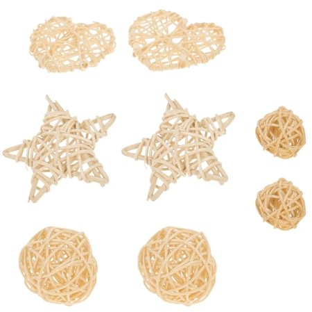 Mobestech 8pcs Natural Rattan Ball Teething Toy for Hamster Rabbits Squirrel Chewing Playing Small