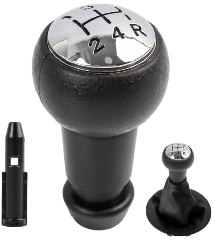 Lacryphx Pomo De Palanca De Cambios Manual 5 Velocidades,Pomos De La Palanca De Cambios,Pomos De Palanca De Coche Compatible Con 207 306 3008,Diseño Ergonómico,Negro Cuero,Con Adaptador