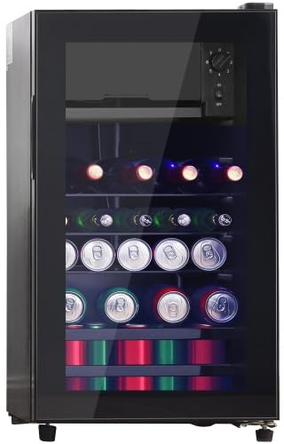 staronce Mini Frigo 76L con Vetrina, 6L Congelatore + 70L Frigo, 83kWh, E
