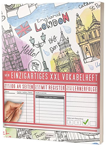 Mein Einzigartiges XXL Vokabelheft: 100+ Seiten, 2 Spalten, Register / Lernerfolge auf jeder Seite zum Abhaken / PR101 Englisch Stamps / DIN A4 Softcover