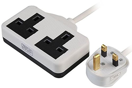 Ex-Pro 2 Gang Way 15m Metre 13A Mains Power Garden/Outdoors Extension Socket Lead Cable White Rubber